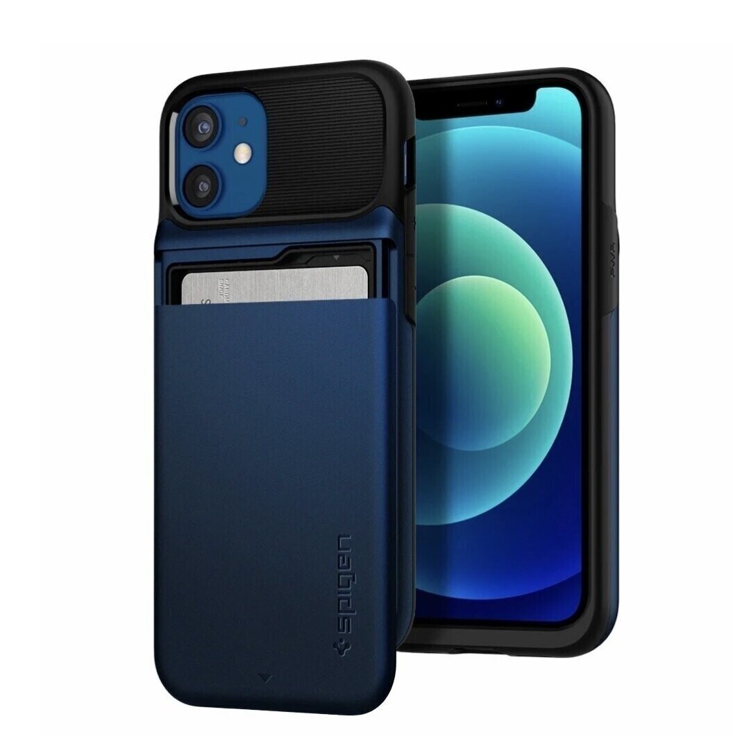 Spigen iPhone 12 mini Slim Armor Wallet Case, Navy Blue