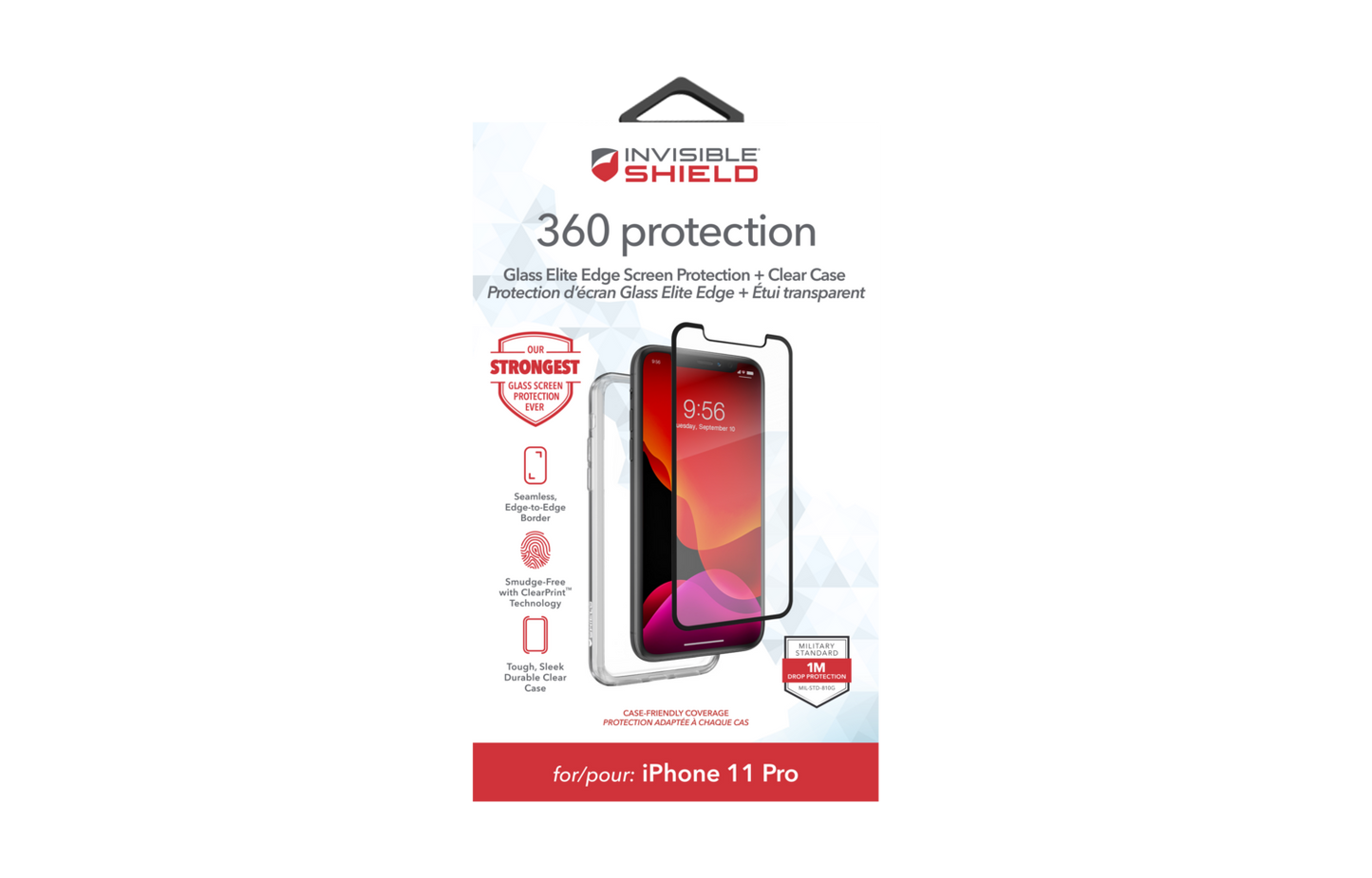 ZAGG InvisibleShield iPhone 11 Pro/ Xs Glass Elite Edge 360 Protection + Case, B