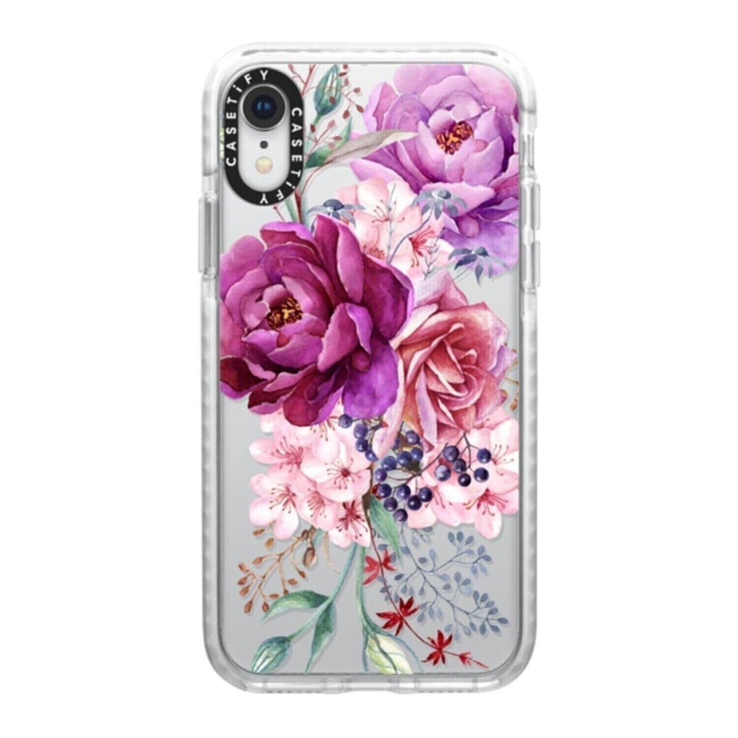 Casetify iPhone Xs Max Impact Case, Frost Purple Peony Watercolor Floral Bouquet