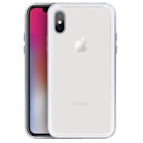 SwitchEasy iPhone X Glass Strong Metal Frame Case with Glass Backing, Silver