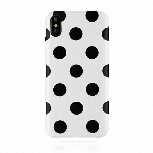 JTLegend iPhone X Polka PU Leather Back Case, White Polka