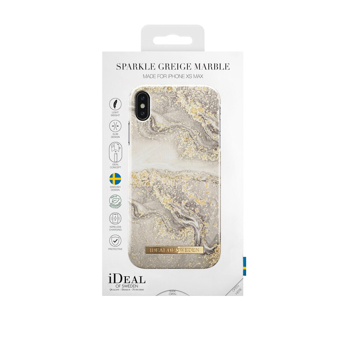 iDeal Of Sweden iPhone Xs Max Fashion Case 2019, Sparkle Greige Marble