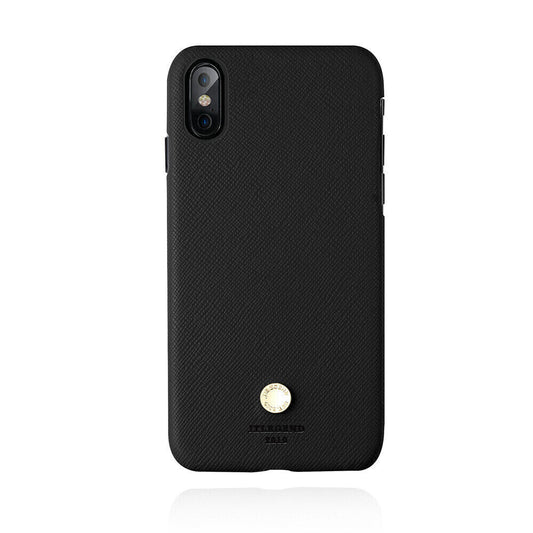 JTLegend iPhone X Saffiano Cowhide Leather Back Case, Black