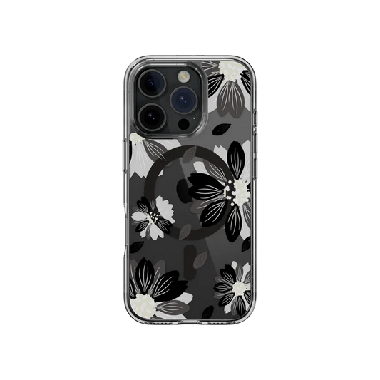 SwitchEasy iPhone 16 Pro Style M Pattern Shockproof, Black Flower