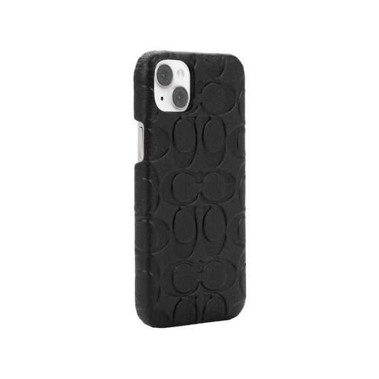 Coach iPhone 14 Slim Wrap Case, Black Emboss Signature C Pebbled Leather