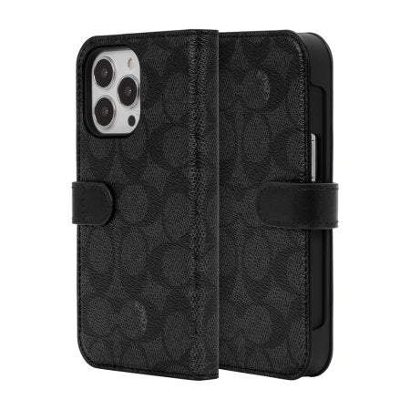 Coach iPhone 13 Pro Folio, Signature C Black